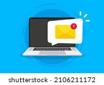 new message on the laptop... | Shutterstock .eps vector #2106211172