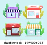 set of modern shops and... | Shutterstock .eps vector #1494006035