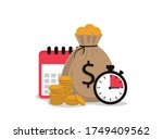 concept of stopwatch  money bag ... | Shutterstock .eps vector #1749409562