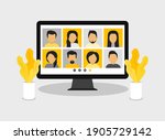 video conference with people... | Shutterstock .eps vector #1905729142