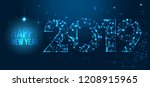 happy new year 2019 text design ... | Shutterstock .eps vector #1208915965
