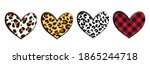 leopard heart. hearts with... | Shutterstock .eps vector #1865244718