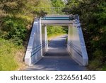 Cement concrete tunnel or underpass road in summer, The Pieterpad is a long distance walking route in the Netherlands, The trail runs from northern part of Groningen to end just south of Maastricht.