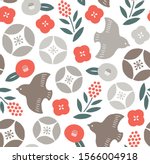 birds and plants japanese... | Shutterstock .eps vector #1566004918