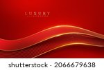 luxury golden curve line on red ... | Shutterstock .eps vector #2066679638