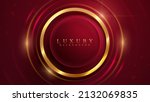 golden circle on red luxury... | Shutterstock .eps vector #2132069835