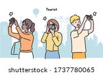 people are holding cameras and... | Shutterstock .eps vector #1737780065
