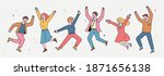people are jumping with joyful... | Shutterstock .eps vector #1871656138