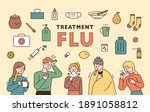 Flu Icon Set. People With Cough ...