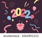 2022 numbers  confetti and... | Shutterstock .eps vector #2062851212
