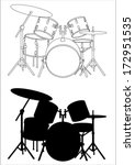 Drums   Silhouette And Outline  ...