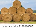 Stacked Hay Bales After Harvest ...