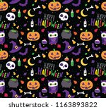 halloween seamless vector... | Shutterstock .eps vector #1163893822