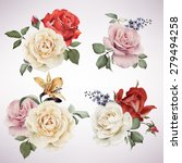 bouquet of roses  watercolor ... | Shutterstock .eps vector #279494258
