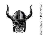 viking skull helmet head vector ...
