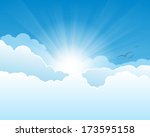  sky with clouds  and sun with... | Shutterstock .eps vector #173595158