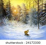 Winter Landscape With A Fox On...
