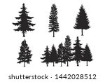 tree set of black silhouette... | Shutterstock .eps vector #1442028512