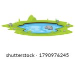 Natural Pond Outdoor Vector...