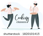 vector illustration. pizza chef.... | Shutterstock .eps vector #1820101415