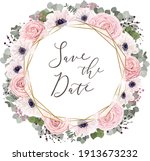 floral round frame. white... | Shutterstock .eps vector #1913673232