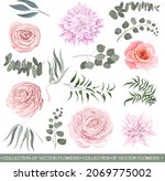 vector flower set. pink roses ... | Shutterstock .eps vector #2069775002