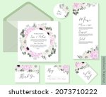 vector floral frame. pink... | Shutterstock .eps vector #2073710222