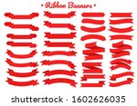 vector red ribbon banner set.... | Shutterstock .eps vector #1602626035