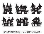 ghost house vector. ghost... | Shutterstock .eps vector #2018439605