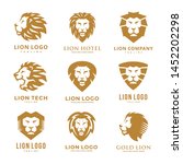 lion logo set. lion head vector.... | Shutterstock .eps vector #1452202298