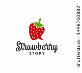 strawberry and chat bubble logo ... | Shutterstock .eps vector #1498700882