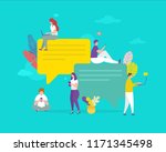 happy people use mobile... | Shutterstock .eps vector #1171345498
