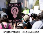 Small photo of Los Angeles, California, USA - May 14, 2022: Activists protest the leaked Supreme Court opinion that would overturn Roe v Wade.