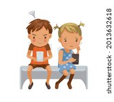 angry boy and crying girl.... | Shutterstock .eps vector #2013632618