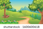 vector landscape with green... | Shutterstock .eps vector #1600600618