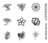 flower plant icon set. simple... | Shutterstock . vector #1259585098