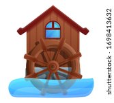 Water Mill Icon. Cartoon Of...