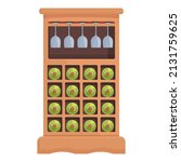 Glass Wine Cabinet Icon Cartoon ...