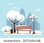 winter city park with snow and... | Shutterstock .eps vector #2072356148