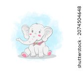 cute baby elephant cartoon... | Shutterstock .eps vector #2074504648