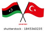 libya and turkey flags crossed... | Shutterstock .eps vector #1845360235