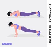 push up exercise  women workout ... | Shutterstock .eps vector #1898622895