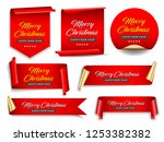 christmas banners set. ribbons... | Shutterstock .eps vector #1253382382