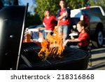 Tailgate: Charcoal Burning In Grill During Tailgating Party