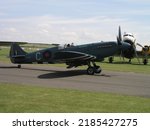Small photo of Duxford, UK- July.09.2005: Supermarine Spitfire PR19 in Flying legend Supermarine Spitfire PR19