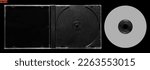 Small photo of empty blank isolated cd and jewel case template set