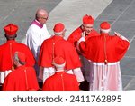 Small photo of Vatican City, Vatican, September 30, 2023 - New cardinal Diego Rafael Padron Sanchez, second from right, greets other new cardinals at the end of a consistory for their elevation in St. Peter Square.