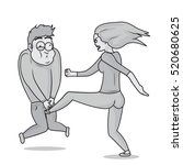 woman kick man under the legs ... | Shutterstock .eps vector #520680625