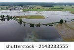 Small photo of Ansbach, Bavaria Germany - July 17, 2021: Flooded farm fields in Germany after catastrophic flooding throughout the country.