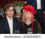 Small photo of MOSCOW, RUSSIA - March 2, 2021 : Maxim Galkin with his wife Alla Pugacheva at the birthday of V. M. Zaitsev in the Yar restaurant